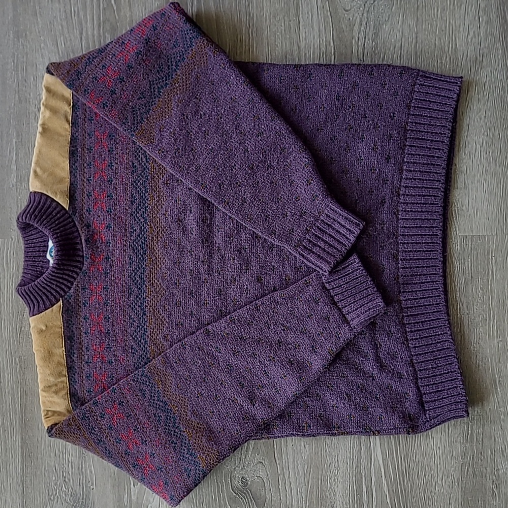 Vintage Verbier Monod Sports Banff Ski Sweater Wool Alpaca Leather Trim